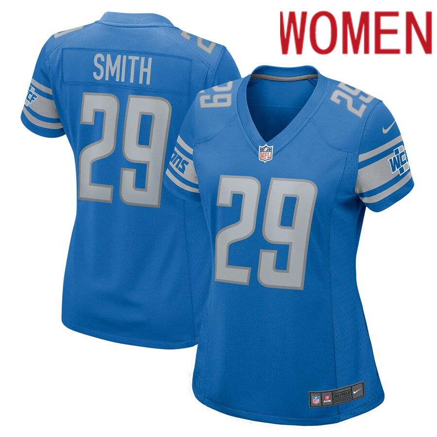 Women Detroit Lions 29 Saivion Smith Nike Blue Home Game Player NFL Jersey